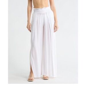 Elan White Flowing Wide-Leg Cover Up pants